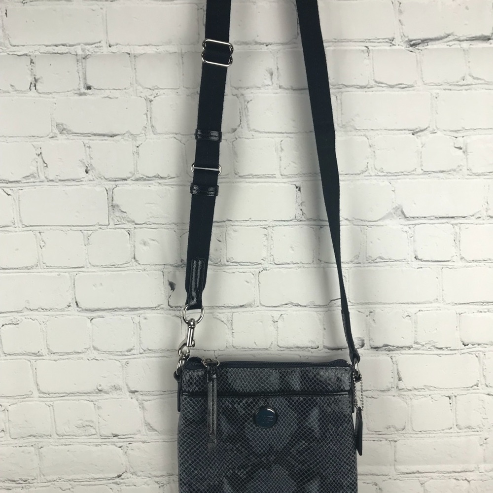 COACH Python Print Crossbody Purse with Patent Leather Accents - Picture 15 of 16
